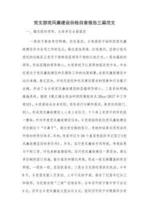 党支部党风廉建设自检自查报告三篇范文.docx