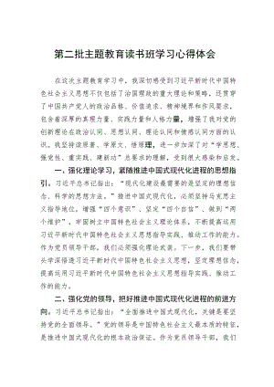第二批主题教育读书班学习心得体会.docx