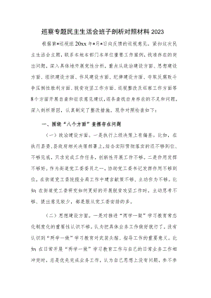 巡察专题民主生活会班子剖析对照材料2023.docx