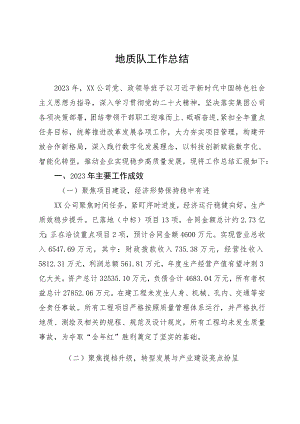 某地质队国企公司2023年度工作总结.docx