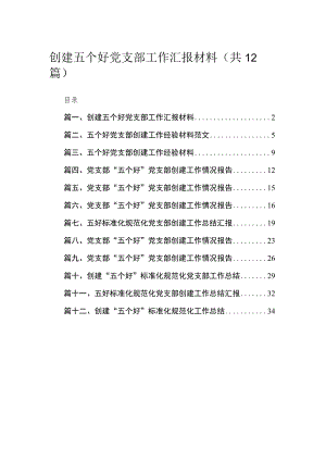 （12篇）创建五个好党支部工作汇报材料供参考.docx