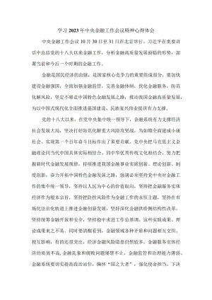 学习2023年中央金融工作会议精神心得体会.docx