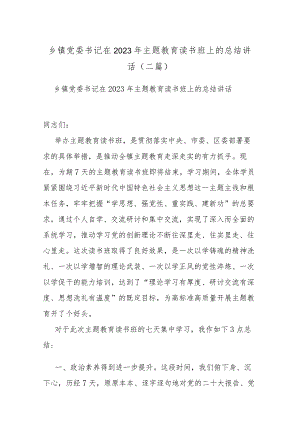 乡镇党委书记在2023年主题教育读书班上的总结讲话(二篇).docx