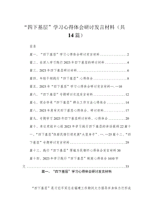 “四下基层”学习心得体会研讨发言材料14篇供参考.docx