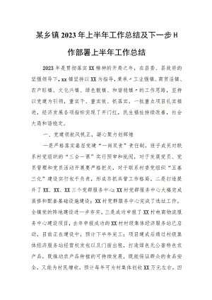 某乡镇2023年上半年工作总结及下一步工作部署上半年工作总结.docx