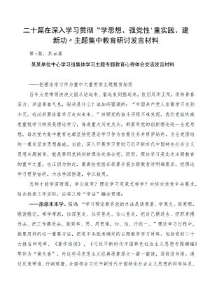 二十篇在深入学习贯彻“学思想、强党性、重实践、建新功”主题集中教育研讨发言材料.docx