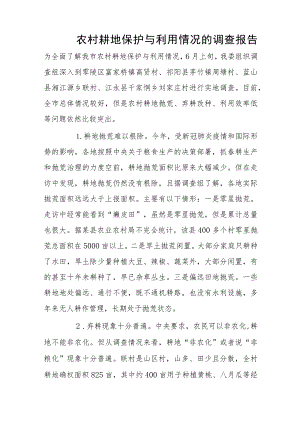 农村耕地保护与利用情况的调查报告.docx