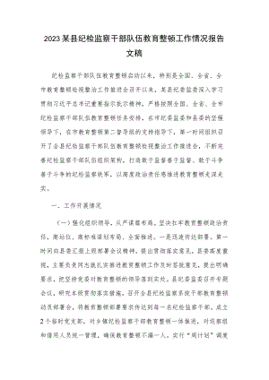 2023某县纪检监察干部队伍教育整顿工作情况报告文稿.docx
