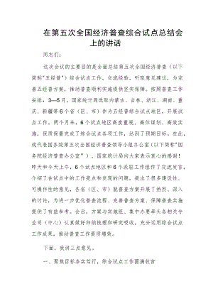 在第五次全国经济普查综合试点总结会上的讲话.docx