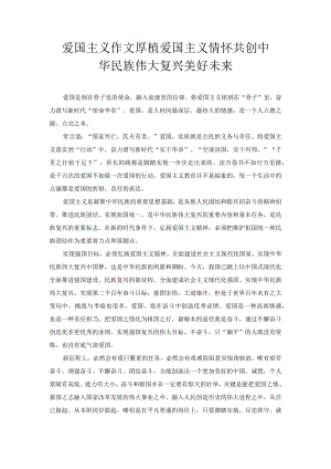 爱国主义作文 厚植爱国主义情怀 共创中华民族伟大复兴美好未来.docx