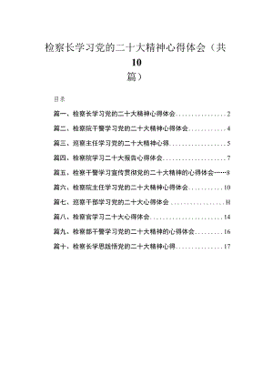 （10篇）检察长学习党的二十大精神心得体会合集.docx