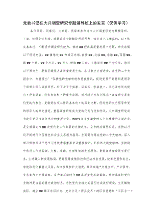 党委书记在大兴调查研究专题辅导班上的发言一.docx