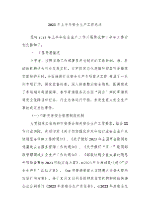 2023年上半年安全生产工作总结.docx
