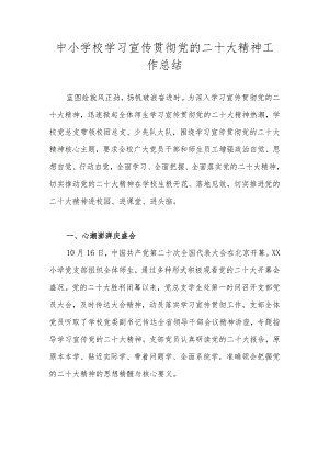 XX学校学习宣传贯彻党的二十大精神工作总结汇报 六篇.docx