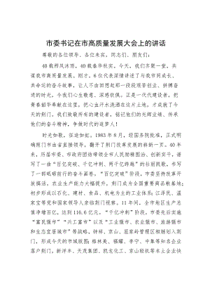 市委书记在市高质量发展大会上的讲话.docx