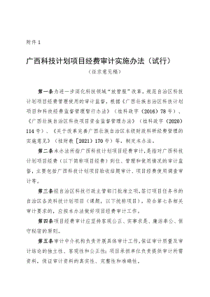 广西科技计划项目经费审计实施办法（试行）（征.docx
