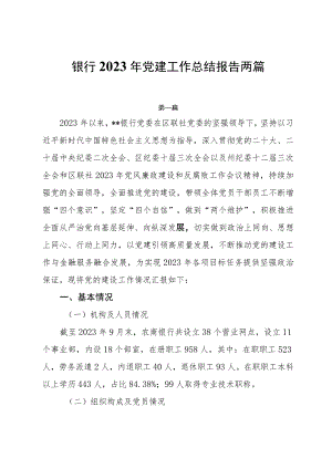 银行2023年党建工作总结报告两篇.docx