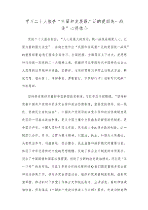 学习二十大报告“巩固和发展最广泛的爱国统一战线”心得体会.docx