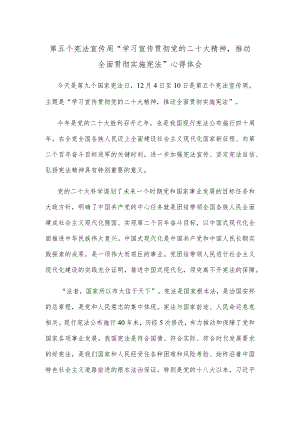 第五个宪法宣传周“学习宣传贯彻党的二十大精神推动全面贯彻实施宪法”心得体会.docx
