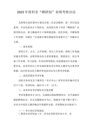 2023年度科室“晒拼创”业绩考核办法.docx