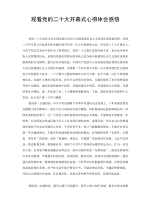 （8篇范文）观看党的二十大开幕式学习心得体会观后感想领悟、年轻党员青年干部观看二十大开幕式心得体会发言.docx