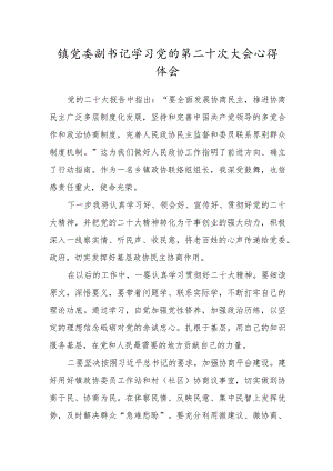 镇党委副书记学习党的第二十次大会心得体会.docx