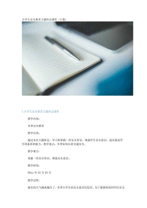 小学生安全教育主题班会课件（5篇）.docx
