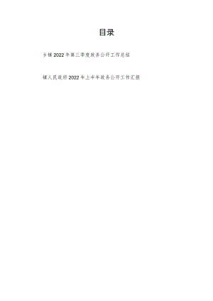 乡镇2022年上半年及第三季度政务公开工作总结汇报.docx