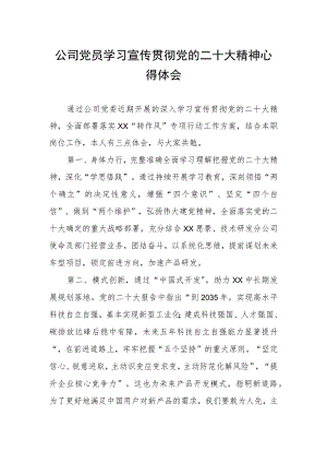 公司党员学习宣传贯彻党的二十大精神心得体会.docx