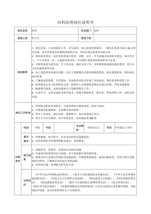 内科医师岗位说明书.docx