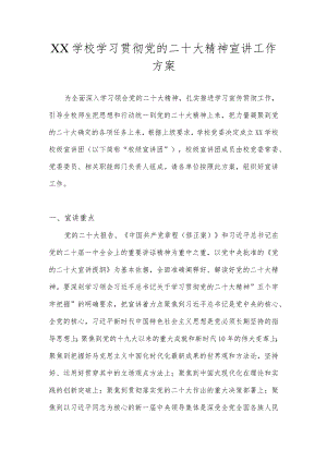 XX学校学习贯彻党的二十大精神宣讲工作方案.docx