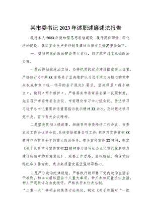 某市委书记2023年述职述廉述法报告.docx