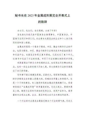 秘书长在2023年金属成形展览会开幕式上的致辞.docx