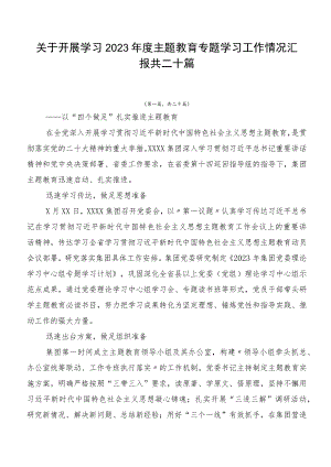 关于开展学习2023年度主题教育专题学习工作情况汇报共二十篇.docx
