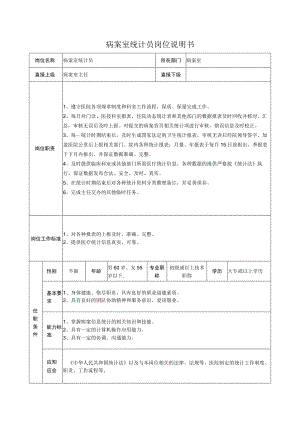 病案室统计员岗位说明书.docx