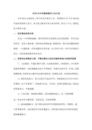 城区学校2023年中学老师教学工作计划.docx