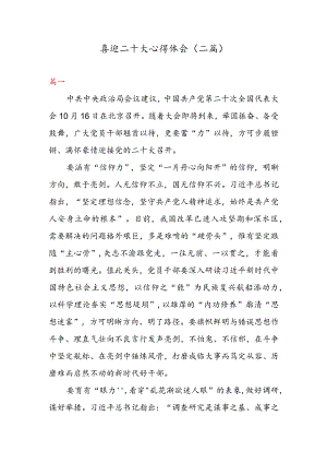 喜迎二十大心得体会（二篇）.docx