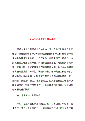 安全生产检查整改报告模板.docx