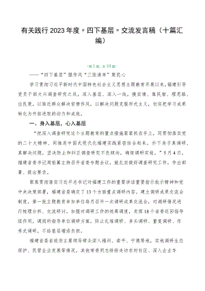 有关践行2023年度“四下基层”交流发言稿（十篇汇编）.docx