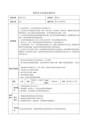 质管办主任岗位说明书.docx