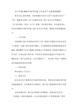 城区开展2023年春节后复工安全检查通知.docx