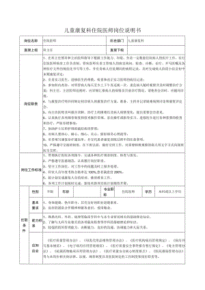 儿童康复科住院医师岗位说明书.docx
