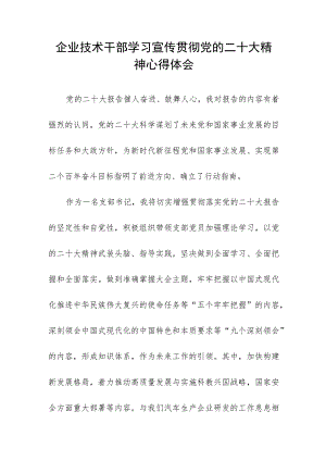 企业技术干部学习宣传贯彻党的二十大精神心得体会.docx