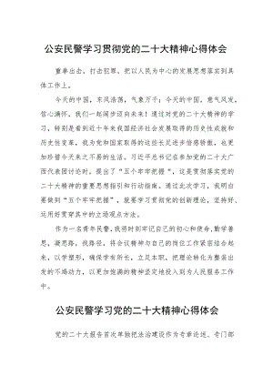 公安民警学习贯彻党的二十大精神心得体会范文【三篇】.docx