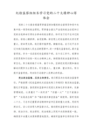 纪检监察组组长学习党的二十大精神心得体会.docx