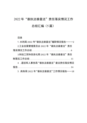 2022年“谁执法谁普法”责任落实情况工作总结汇编（5篇）.docx