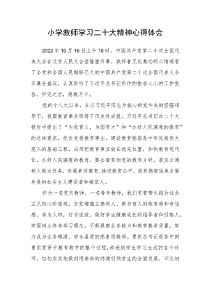 小学教师学习二十大精神心得体会.docx
