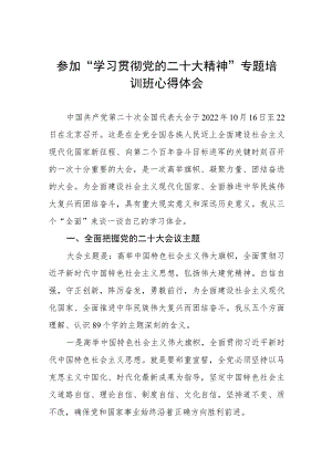 校领导干部参加“学习贯彻党的二十大精神”专题培训班心得体会五篇样本.docx