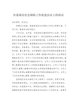 在某某区社会保险工作促进会议上的讲话.docx