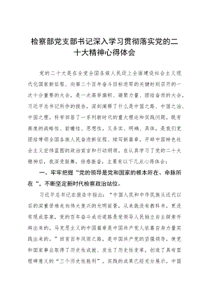 检察部党支部书记深入学习贯彻落实党的二十大精神心得体会四篇.docx